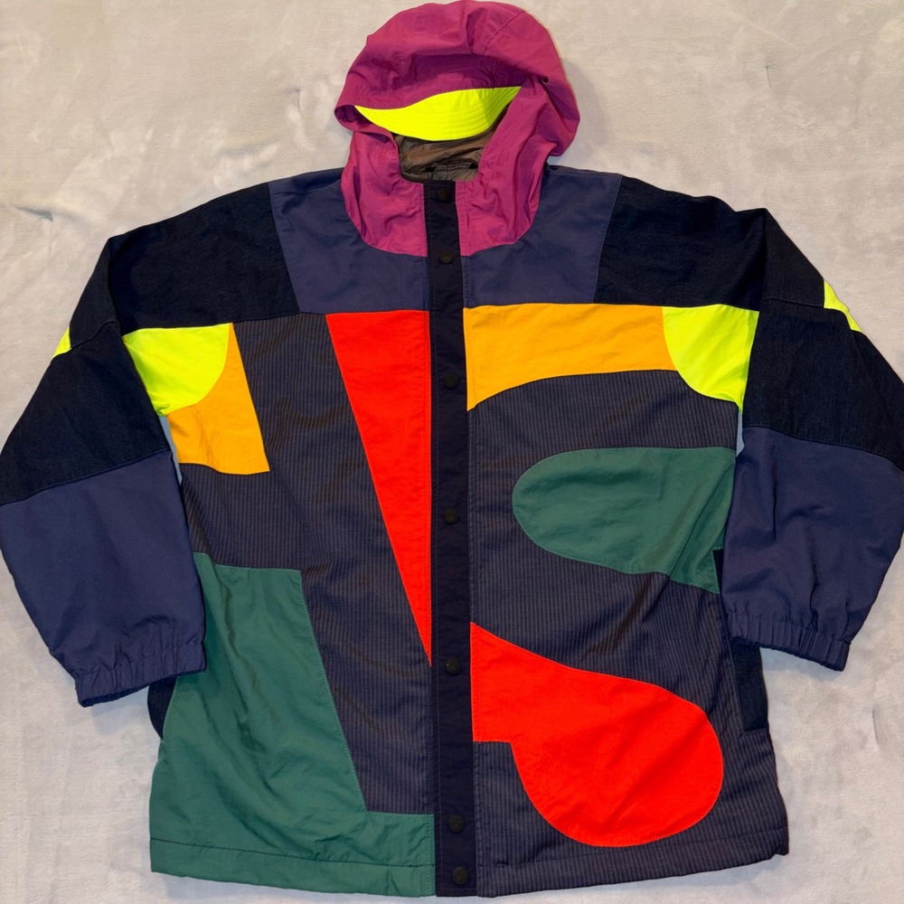 AlphaStyle APSL Mens XL Colorblock Patchwork Hooded Streetwear Jacket Multi